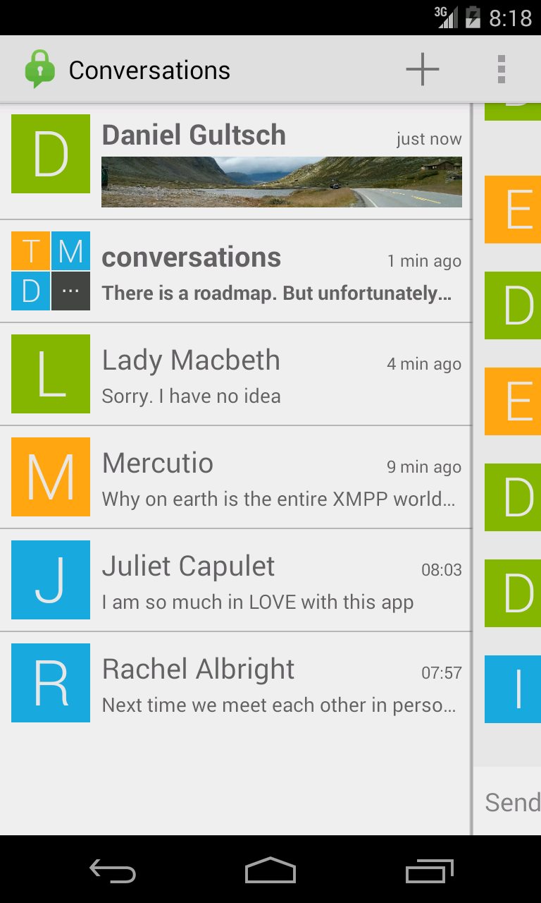 A screenshot of Conversations in early 2014